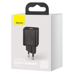 Baseus Super Si 1C greitas įkroviklis USB Type C 30W Power Delivery Quick Charge juodas (CCSUP-J01)