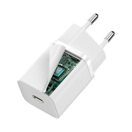 Baseus Super Si 1C greitas įkroviklis USB Type C 30W Power Delivery Quick Charge baltas (CCSUP-J02)