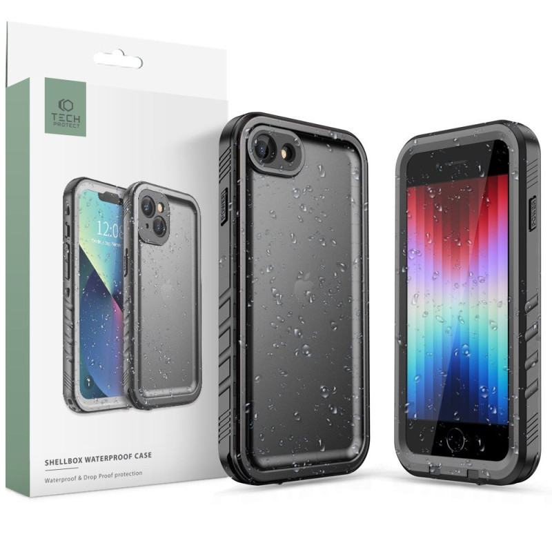 Tech-Protect ShellBox dėklas, atsparus vandeniui IP68, skirtas iPhone 7 / 8 / SE 2020 / 2022 - juodas