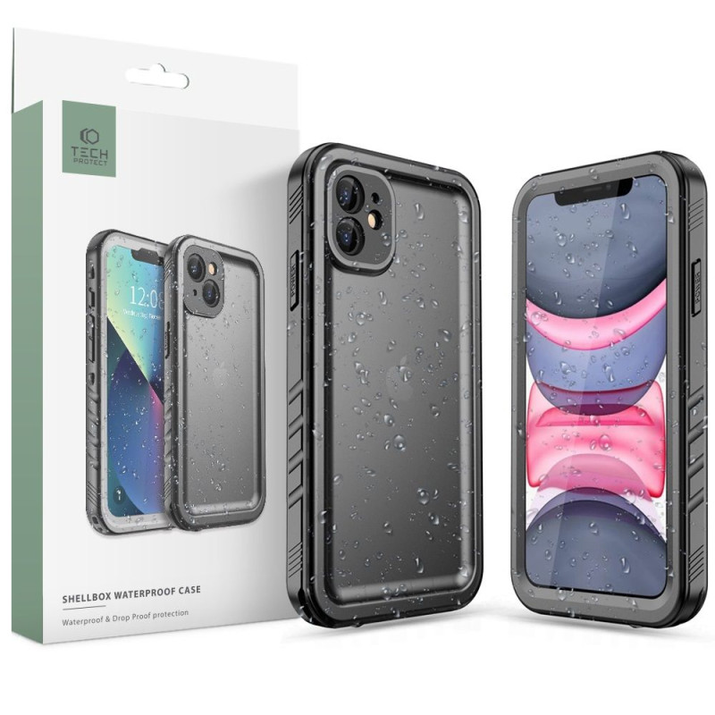 Tech-Protect ShellBox vandeniui atsparus IP68 dėklas skirtas iPhone 11 - juodas