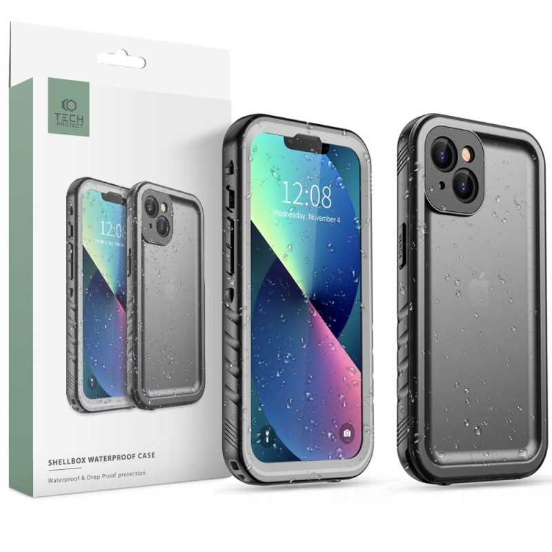 Tech-Protect ShellBox vandeniui atsparus IP68 dėklas skirtas iPhone 13 - juodas