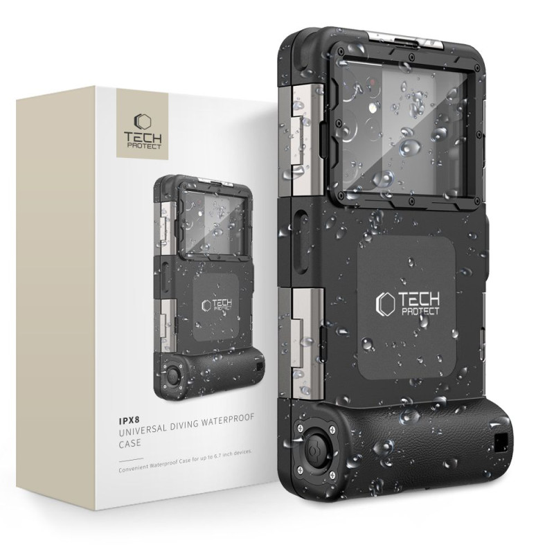 Tech-Protect Waterproof Case, atsparus vandeniui IPX8, skirtas išmaniesiems telefonams 4,7-6,7" - juodas