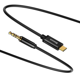Baseus stereo garso laidas AUX adapteris 3,5 mm mini lizdas - USB Type C telefono planšetiniam kompiuteriui 120 cm juoda...