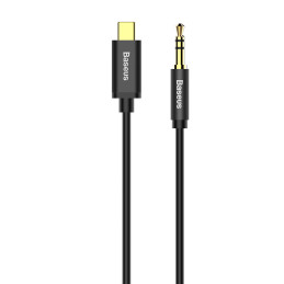 Baseus stereo garso laidas AUX adapteris 3,5 mm mini lizdas - USB Type C telefono planšetiniam kompiuteriui 120 cm juoda...