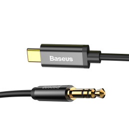 Baseus stereo garso laidas AUX adapteris 3,5 mm mini lizdas - USB Type C telefono planšetiniam kompiuteriui 120 cm juoda...
