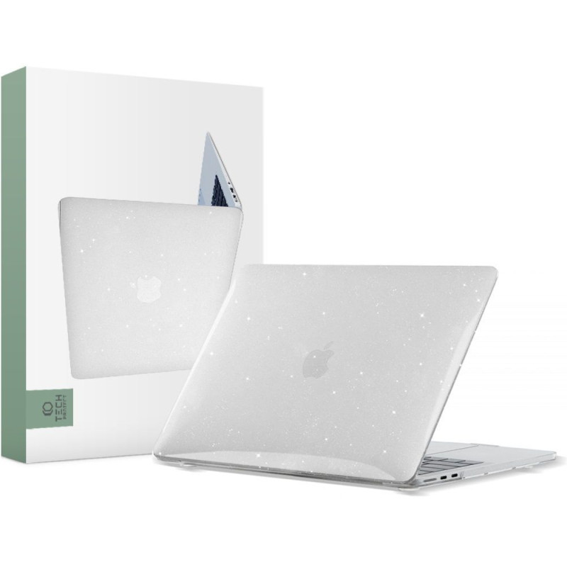 Tech-Protect SmartShell dėklas, skirtas MacBook Air 13" M2 / M3 / 2022-2024 - skaidrus ir blizgantis