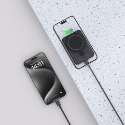 Tech-Protect LifeMag PB10 Powerbank su MagSafe 5000mAh 15W USB-C prievadu - juodas + USB-C laidas