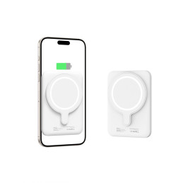 Tech-Protect LifeMag PB10 Powerbank su MagSafe 5000mAh 15W USB-C prievadu – baltas + USB-C laidas