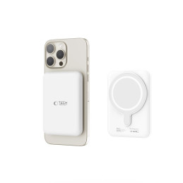 Tech-Protect LifeMag PB10 Powerbank su MagSafe 5000mAh 15W USB-C prievadu – baltas + USB-C laidas