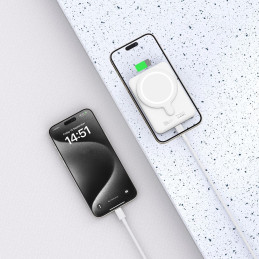 Tech-Protect LifeMag PB10 Powerbank su MagSafe 5000mAh 15W USB-C prievadu – baltas + USB-C laidas