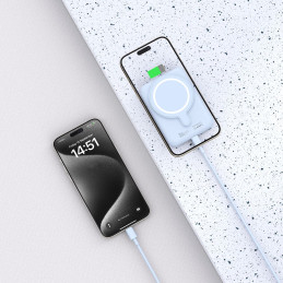 Tech-Protect LifeMag PB10 Powerbank su MagSafe 5000mAh 15W USB-C prievadu - mėlynas + USB-C laidas