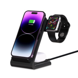Tech-Protect QI15W-A20 indukcinis įkroviklis su 3in1 stovu išmaniesiems telefonams / ausinėms / Apple Watch - juodas