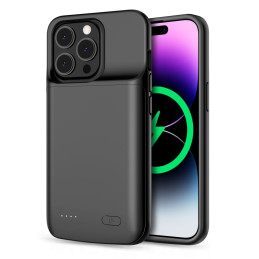 Tech-Protect PowerCase dėklas, skirtas iPhone 14 / 14 Pro su 4800 mAh maitinimo bloku - juodas