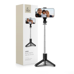 Tech-Protect L02S Bluetooth asmenukių lazdelė su trikoju iki 72cm – juoda