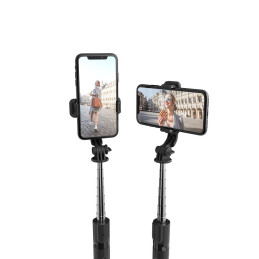 Tech-Protect L02S Bluetooth asmenukių lazdelė su trikoju iki 72cm – juoda