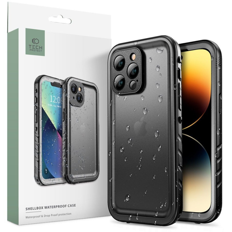 Tech-Protect ShellBox dėklas, atsparus vandeniui IP68, skirtas iPhone 14 Pro Max - juodas