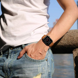 Tech-Protect Leatherfit dirželis, skirtas Apple Watch 4/ 5/ 6/ 7/ 8/ 9/ SE (38/ 40/ 41 mm) – ruda