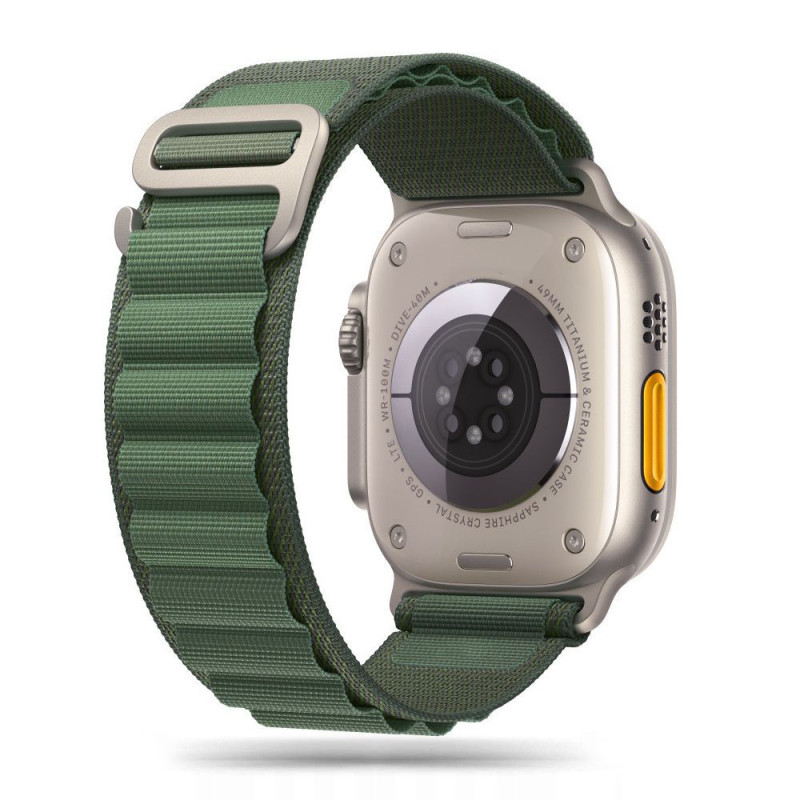 Tech-Protect Nylon Pro dirželis, skirtas Apple Watch 4/ 5/ 6/ 7/ 8/ 9/ SE/ Ultra 1/ 2 (42/ 44/ 45/ 49 mm) – tamsiai žali...