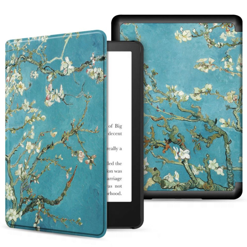 Tech-Protect SmartCase dėklas, skirtas Kindle 11" 2022 - mėlynas su sakurų gėlėmis