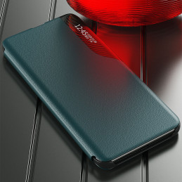 Eco Leather View Case elegantiškas dėklas su atvartu ir stovo funkcija, skirta Samsung Galaxy A22 4G oranžiniam telefonu...