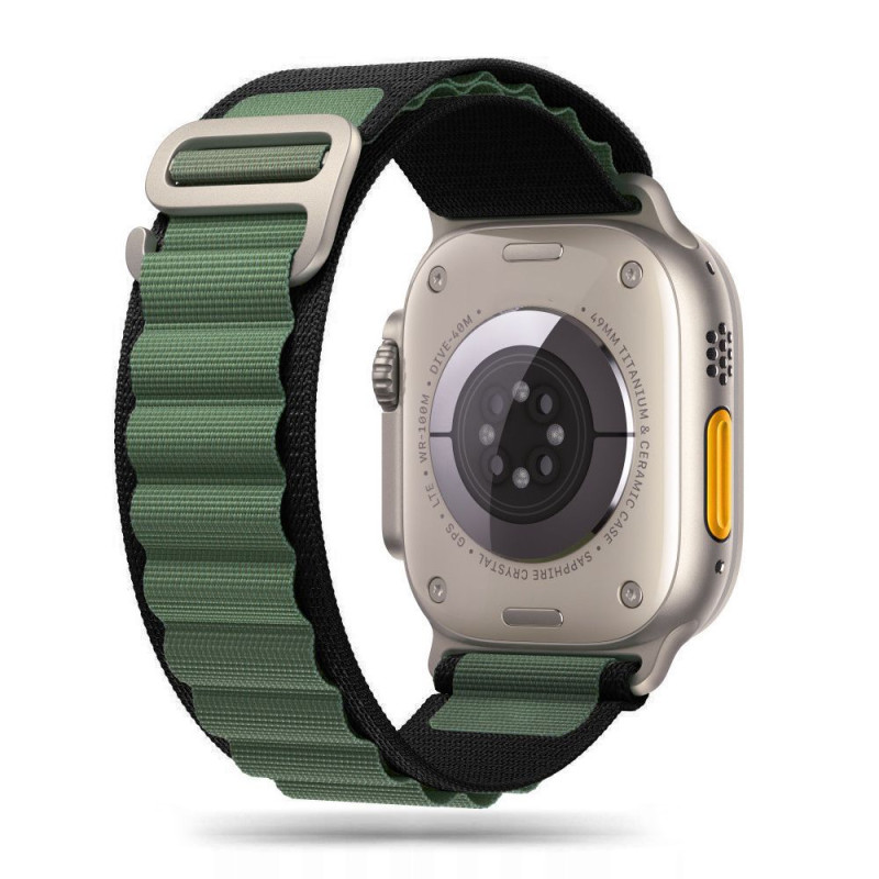 Tech-Protect Nylon Pro dirželis, skirtas Apple Watch 4/ 5/ 6/ 7/ 8/ 9/ SE/ Ultra 1/ 2 (42/ 44/ 45/ 49 mm) – juodas/ žali...