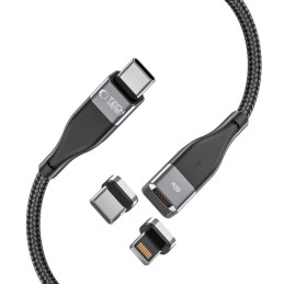 Tech-Protect UltraBoost 2 magnetinis laidas 2in1 USB-C / Lightning - USB-C PD 60W 3A 1m - juodas