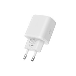 Tech-Protect C20W USB-C PD 20W / USB-A QC 3.0 tinklo įkroviklis su USB-C / USB-C laidu – baltas