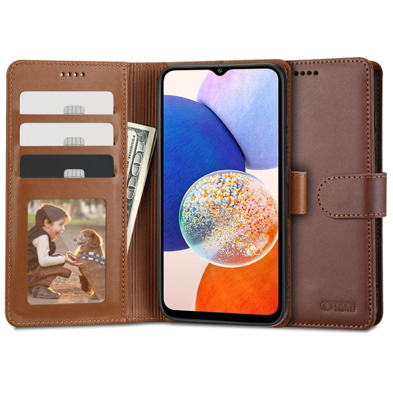 Tech-Protect Wallet dėklas, skirtas Samsung Galaxy A14 4G / 5G - rudas