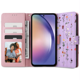 Tech-Protect Wallet dėklas, skirtas Samsung Galaxy A54 5G - violetinės gėlės