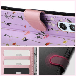 Tech-Protect Wallet dėklas, skirtas Samsung Galaxy A54 5G - violetinės gėlės