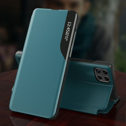 Elegantiškas Eco Leather View Case dėklas su atvartu ir stovo funkcija, skirta Samsung Galaxy A22 5G red