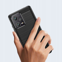 Tech-Protect TPUCarbon dėklas, skirtas Xiaomi Redmi Note 12 5G / Poco X5 5G - juodas