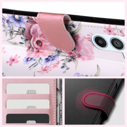 Tech-Protect Wallet dėklas, skirtas Samsung Galaxy A34 5G - rožinės gėlės