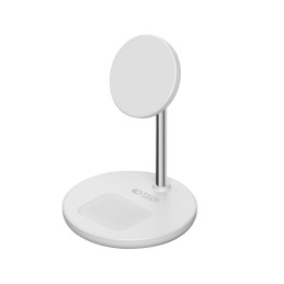 Tech-Protect QI15W-A21 indukcinis MagSafe 15W įkroviklis su 2in1 stovu išmaniajam telefonui / ausinėms - balta
