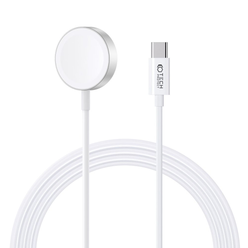 Tech-Protect UltraBoost magnetinis indukcinis įkroviklis su USB-C jungtimi, skirtas Apple Watch 1,2 m - baltas