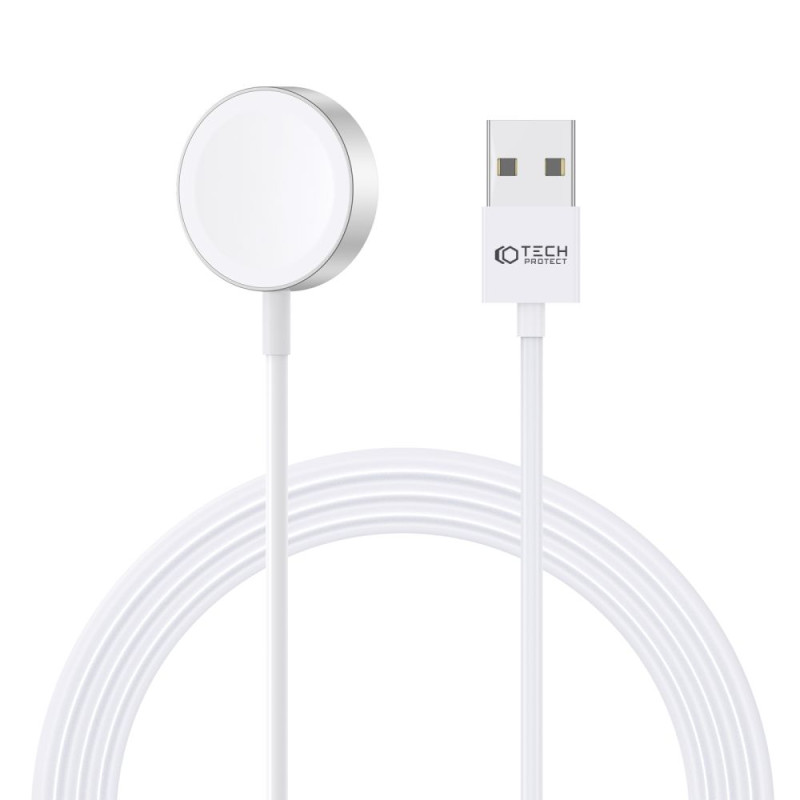 Tech-Protect UltraBoost magnetinis indukcinis įkroviklis su USB-A jungtimi, skirtas Apple Watch 1,2 m - baltas