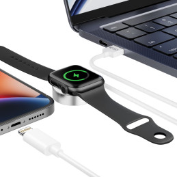 Tech-Protect UltraBoost 2in1 magnetinis įkroviklis su USB-C / Lightning laidais, skirtas Apple Watch 1,5 m - baltas
