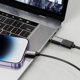 Tech-Protect UltraBoost USB-C (vyriškas) / USB-A (moteriškas) OTG adapteris – juodas