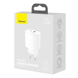 Baseus Compact CCXJ-B02 20W 3A PD QC 3.0 greitas įkroviklis - baltas
