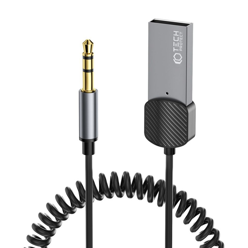 Tech-Protect UltraBoost garso mini lizdas 3,5 mm (vyriškas) / Bluetooth adapteris - pilka