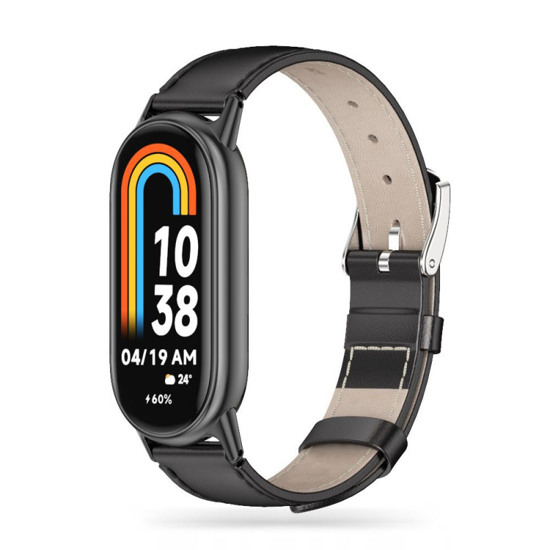 Tech-Protect Leatherfit dirželis, skirtas Xiaomi Smart Band 8/ 8 NFC - juodas