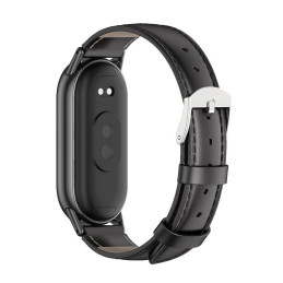Tech-Protect Leatherfit dirželis, skirtas Xiaomi Smart Band 8/ 8 NFC - juodas
