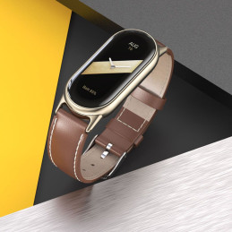 Tech-Protect Leatherfit dirželis, skirtas Xiaomi Smart Band 8/ 8 NFC - juodas