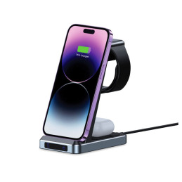 Tech-Protect QI15W-A26 indukcinis įkroviklis 15W 3in1 išmaniesiems telefonams / ausinėms / Apple Watch - juodas