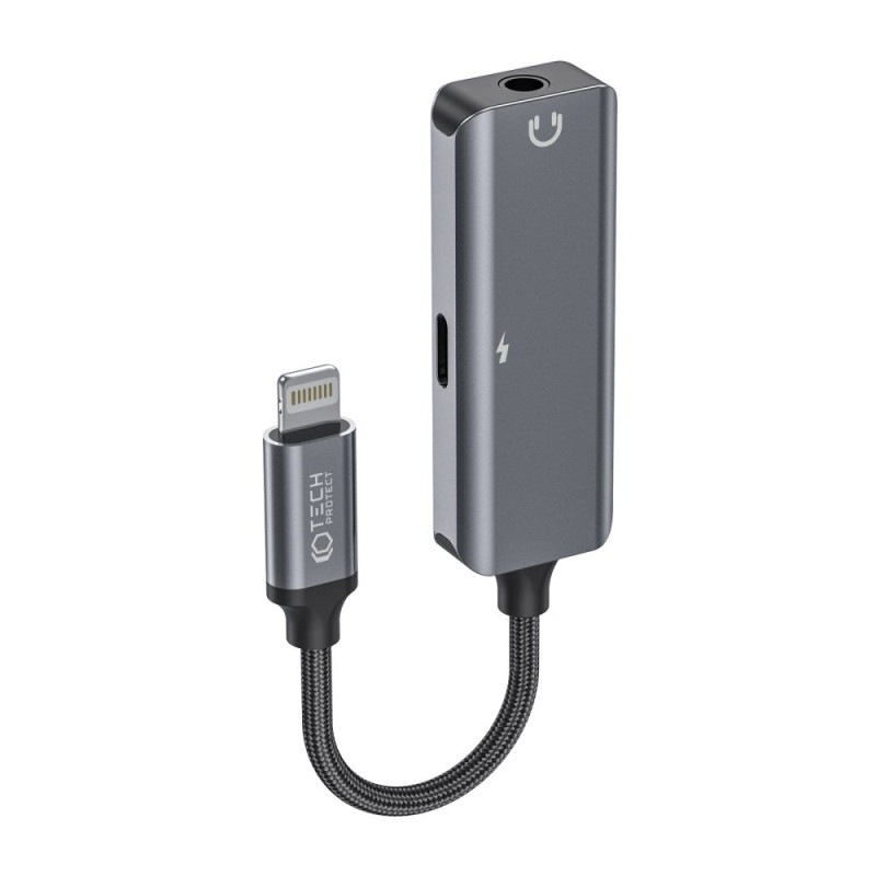 Tech-Protect UltraBoost audio Lightning (vyriškas) / 3,5 mm mini lizdas (moteris) - Lightning (moteriškas) adapteris - j...