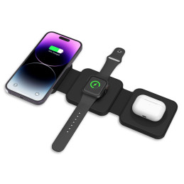 Tech-Protect QI15W-A24 indukcinis MagSafe 3in1 įkroviklis išmaniajam telefonui / AirPods / Apple Watch - juodas