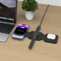 Tech-Protect QI15W-A24 indukcinis MagSafe 3in1 įkroviklis išmaniajam telefonui / AirPods / Apple Watch - juodas
