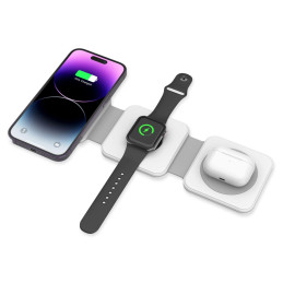 Tech-Protect QI15W-A24 indukcinis MagSafe 3in1 įkroviklis išmaniajam telefonui / AirPods / Apple Watch - baltas