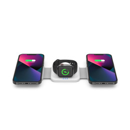 Tech-Protect QI15W-A24 indukcinis MagSafe 3in1 įkroviklis išmaniajam telefonui / AirPods / Apple Watch - baltas