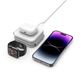 Tech-Protect QI15W-A24 indukcinis MagSafe 3in1 įkroviklis išmaniajam telefonui / AirPods / Apple Watch - baltas